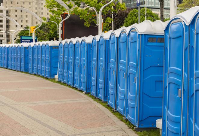 Seasonal porta potty units set up at a Prescott, Arizona venue