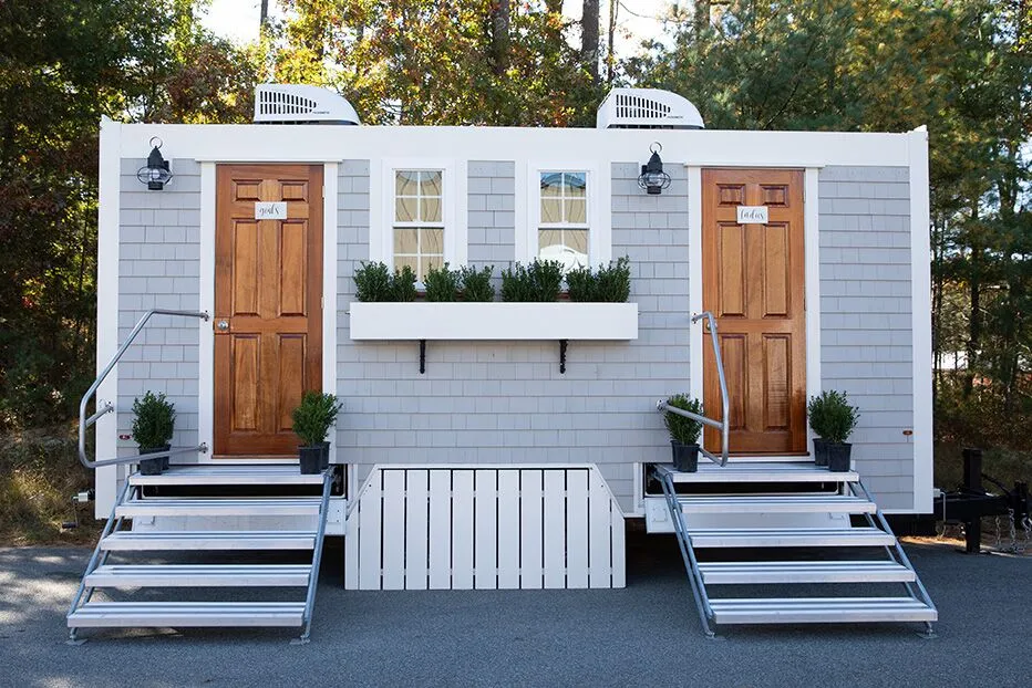 Wedding restroom units discretely staged at a venue in Prescott, Arizona